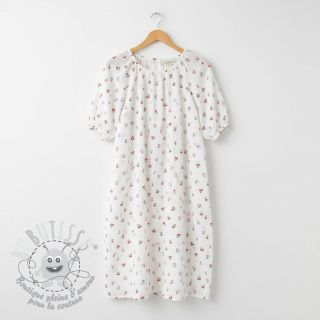 Tissu double gaze/mousseline Fruits cherry white