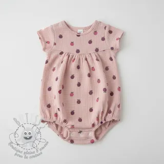 Tissu double gaze/mousseline Fruits apple soft rose