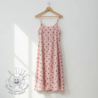 Tissu double gaze/mousseline Fruits apple soft rose