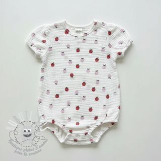 Tissu double gaze/mousseline Fruits apple white