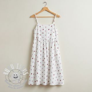 Tissu double gaze/mousseline Fruits apple white