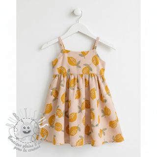 Tissu double gaze/mousseline Lemons sand