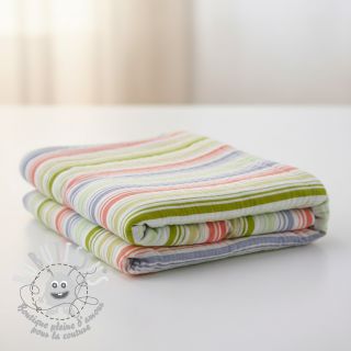 Tissu double gaze/mousseline Beach Stripe green