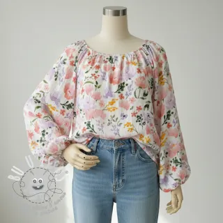Tissu double gaze/mousseline Big summer flowers digital print