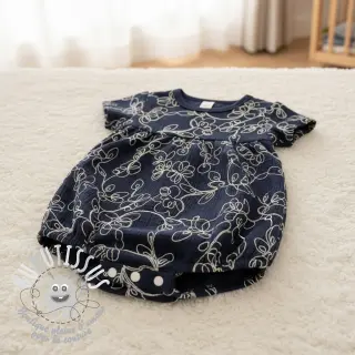 Tissu double gaze/mousseline EMBROIDERY Climbing flowers navy