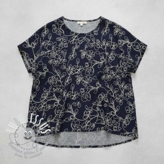 Tissu double gaze/mousseline EMBROIDERY Climbing flowers navy