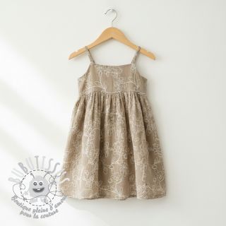 Tissu double gaze/mousseline EMBROIDERY Climbing flowers beige