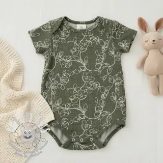 Tissu double gaze/mousseline EMBROIDERY Climbing flowers pickle