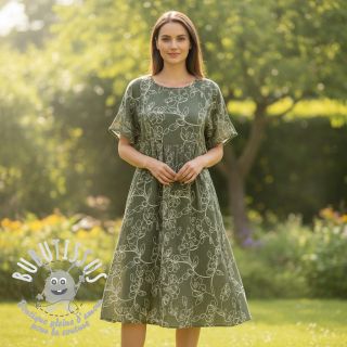 Tissu double gaze/mousseline EMBROIDERY Climbing flowers pickle