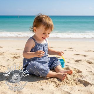 Tissu double gaze/mousseline JACQUARD Anchor 2-side faded gray navy