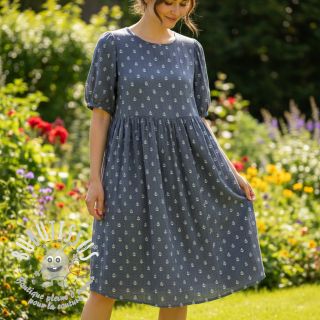 Tissu double gaze/mousseline JACQUARD Anchor 2-side faded gray navy