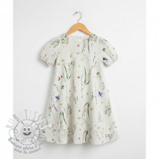 Tissu double gaze/mousseline French flowers natural digital print