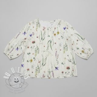 Tissu double gaze/mousseline French flowers natural digital print