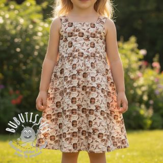 Tissu double gaze/mousseline Little farm animals design D digital print