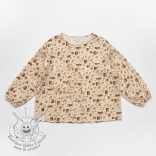 Tissu double gaze/mousseline Little farm animals design C digital print