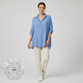 Tissu double gaze/mousseline royal blue ORGANIC