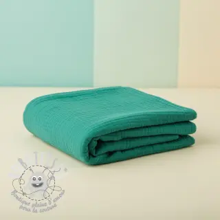 Tissu double gaze/mousseline dark teal ORGANIC