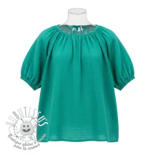 Tissu double gaze/mousseline dark teal ORGANIC