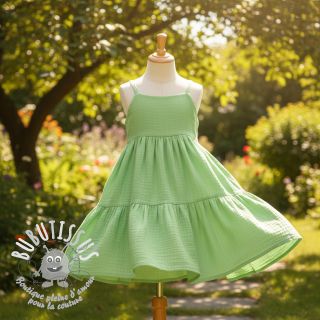 Tissu double gaze/mousseline light lime ORGANIC