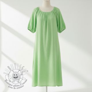 Tissu double gaze/mousseline light lime ORGANIC