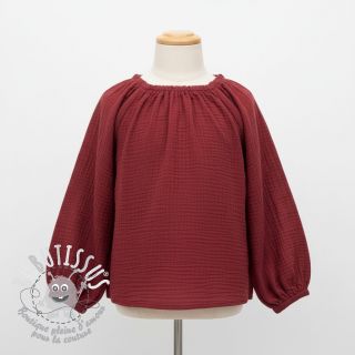 Tissu double gaze/mousseline wine ORGANIC