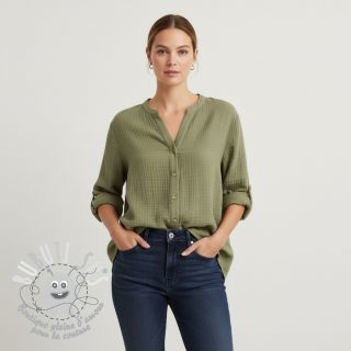 Tissu double gaze/mousseline moss green ORGANIC