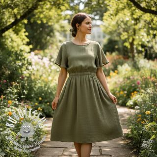 Tissu double gaze/mousseline moss green ORGANIC