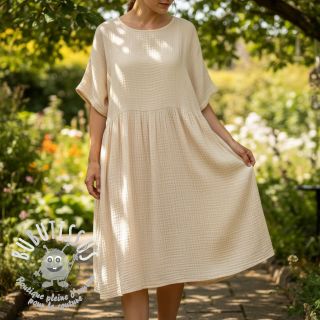 Tissu double gaze/mousseline cream ORGANIC