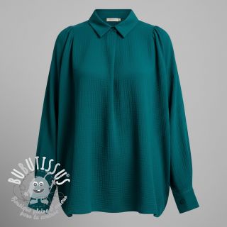 Tissu double gaze/mousseline petrol ORGANIC