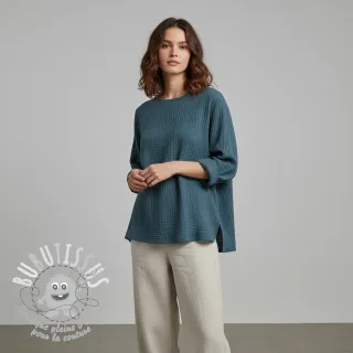 Tissu double gaze/mousseline indigo ORGANIC