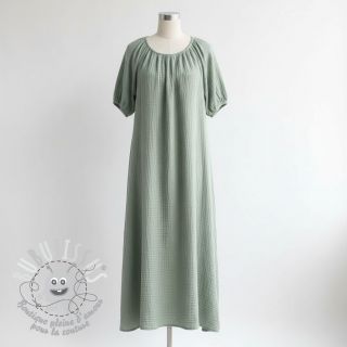 Tissu double gaze/mousseline dark mint ORGANIC