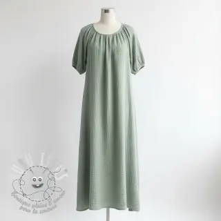 Tissu double gaze/mousseline dark mint ORGANIC