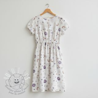 Tissu double gaze/mousseline Moon white digital print ORGANIC