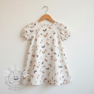 Tissu double gaze/mousseline Butterflies white digital print