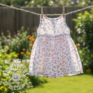 Tissu double gaze/mousseline Cherries white digital print