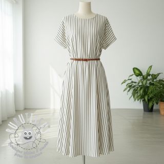 Tissu double gaze/mousseline YARN DYED Thin strip navy