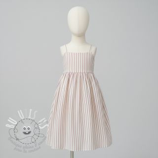 Tissu double gaze/mousseline YARN DYED Thin strip mauve