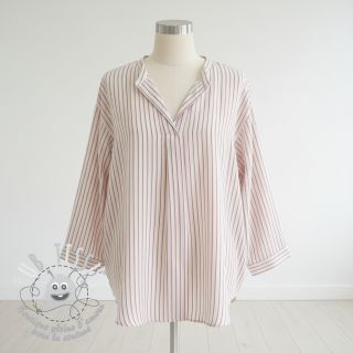 Tissu double gaze/mousseline YARN DYED Thin strip mauve