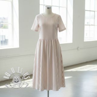 Tissu double gaze/mousseline YARN DYED Thin strip mauve