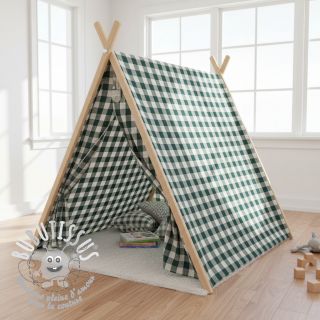 Tissu double gaze/mousseline Double sided CHECKS MINI cyan