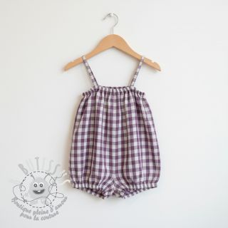 Tissu double gaze/mousseline Double sided CHECKS MINI grape