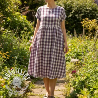 Tissu double gaze/mousseline Double sided CHECKS MINI grape