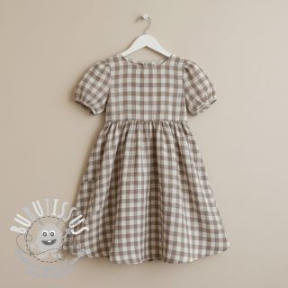 Tissu double gaze/mousseline Double sided CHECKS MINI sand