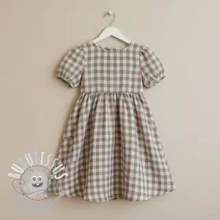 Tissu double gaze/mousseline Double sided CHECKS MINI sand