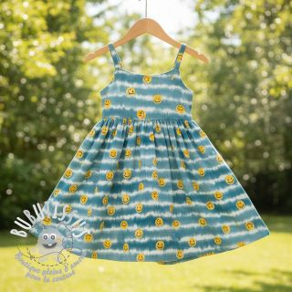 Tissu double gaze/mousseline Happy faces jeans digital print