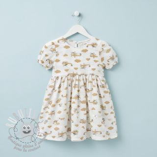 Tissu double gaze/mousseline Helicopters off white