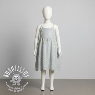 Tissu double gaze/mousseline JACQUARD Dots light blue