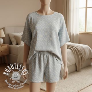 Tissu double gaze/mousseline JACQUARD Dots light blue