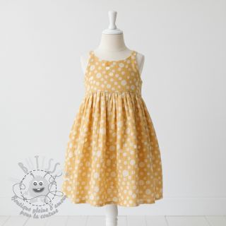 Tissu double gaze/mousseline JACQUARD Dots dark yellow