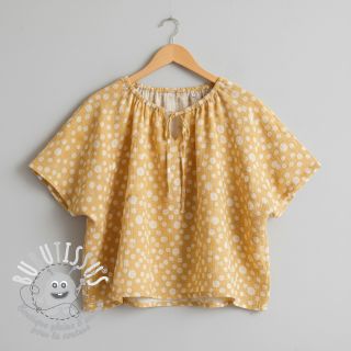 Tissu double gaze/mousseline JACQUARD Dots dark yellow